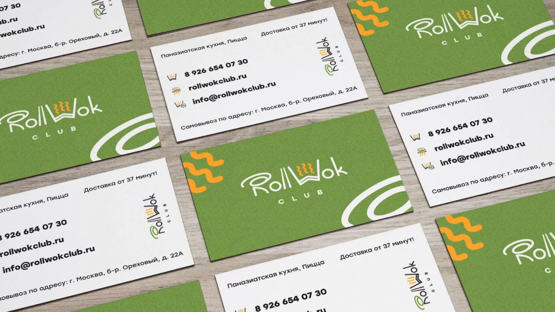 Разработка дизайна визиток суши-бара «Roll Wok Club» в Старой Руссе